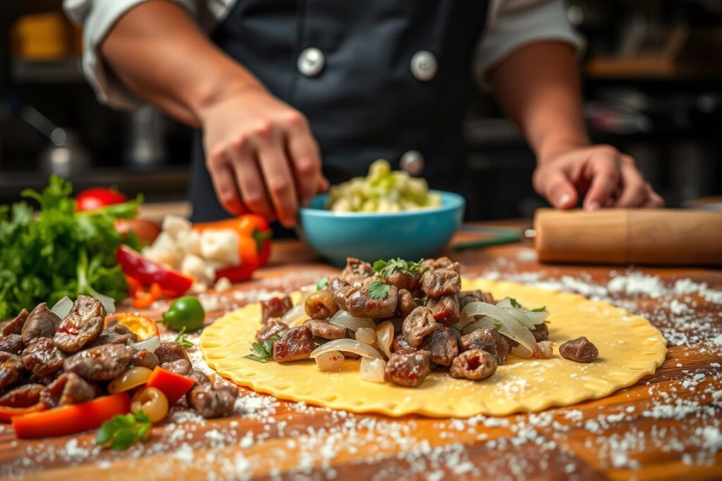 Philly Cheesesteak Tortellini Preparation